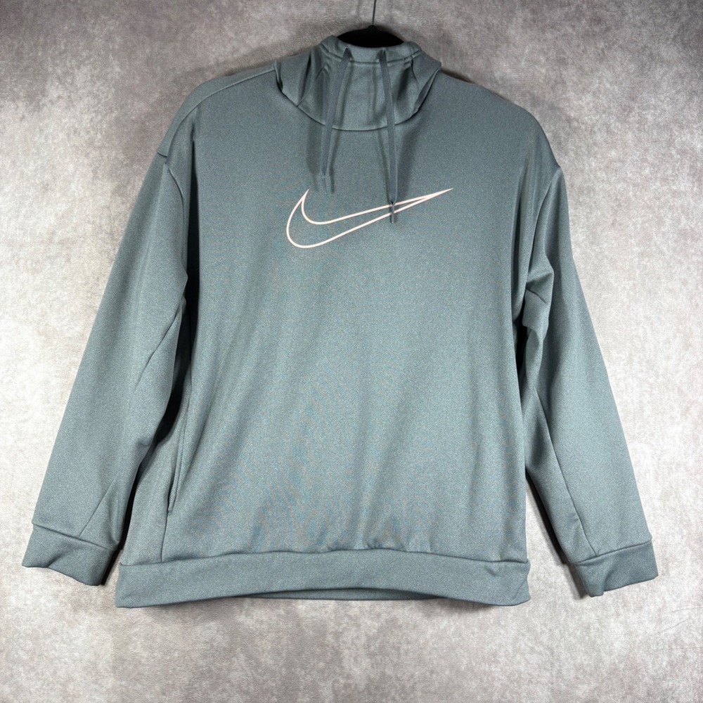 Nike Hoodie Womens Small Gray Therma Fit AR1074-065 Pullover Fleece Swoosh Gym